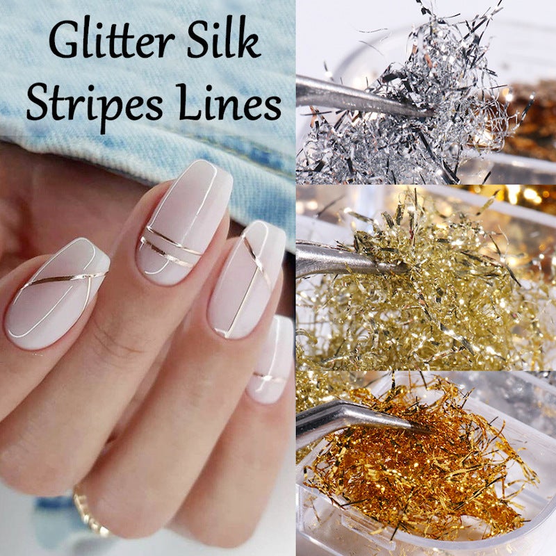 Gold And Silver Aluminum Foil Flakes Strip And Leaf (6-Grid Tray) - Image 3