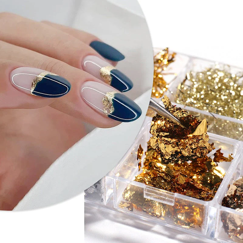 Gold And Silver Aluminum Foil Flakes Strip And Leaf (6-Grid Tray) - Image 4