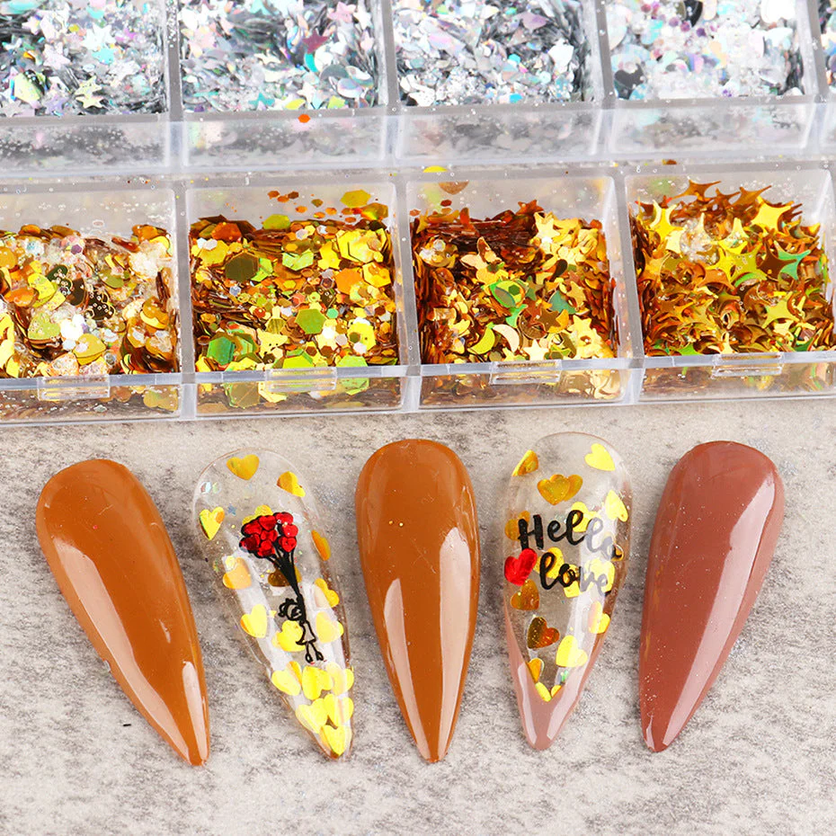 Gold And Silver Glitters Sequins Mixed Shapes Tray - Image 4
