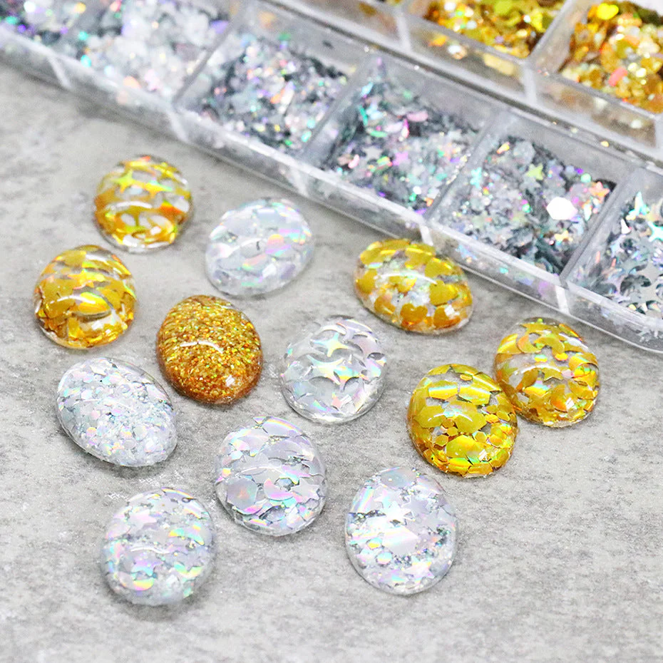 Gold And Silver Glitters Sequins Mixed Shapes Tray - Image 5