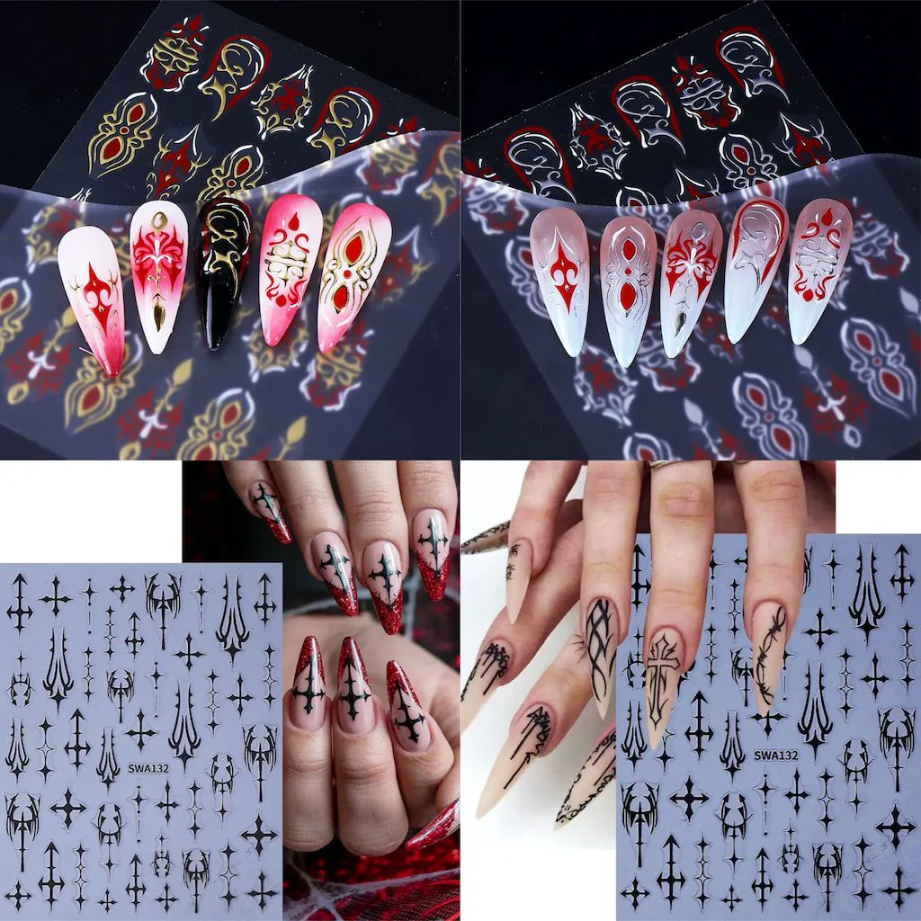 Gothic Cross Nail Art Sticker