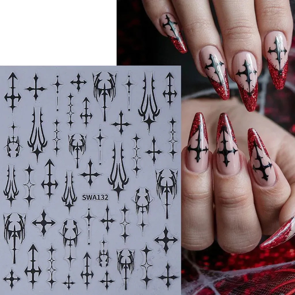 Gothic Cross Nail Art Sticker - Image 6