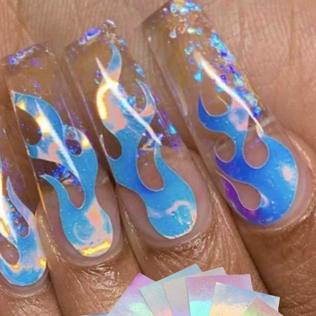 Holographic Fire Flame Stickers 16Pcs - Image 3