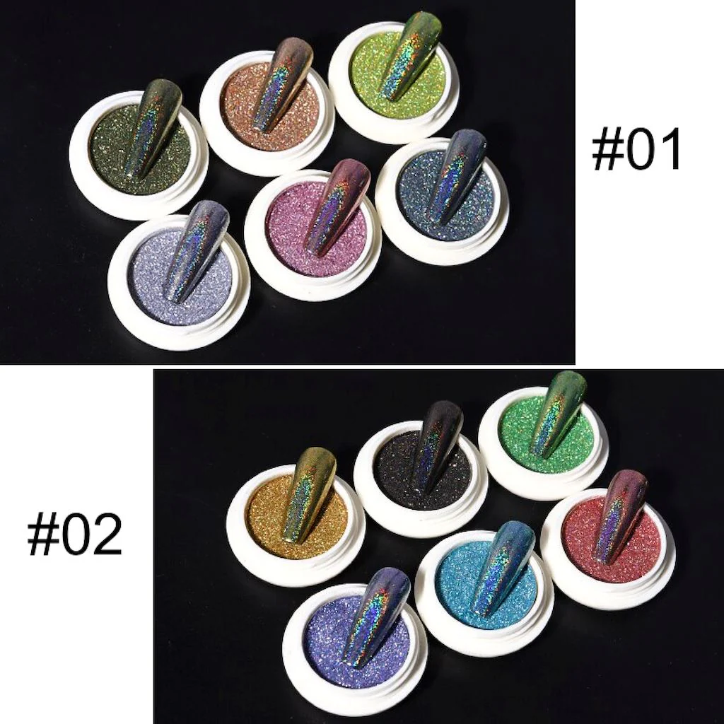 Holographic Glitter Chrome Powder Set 6pcs - Image 2