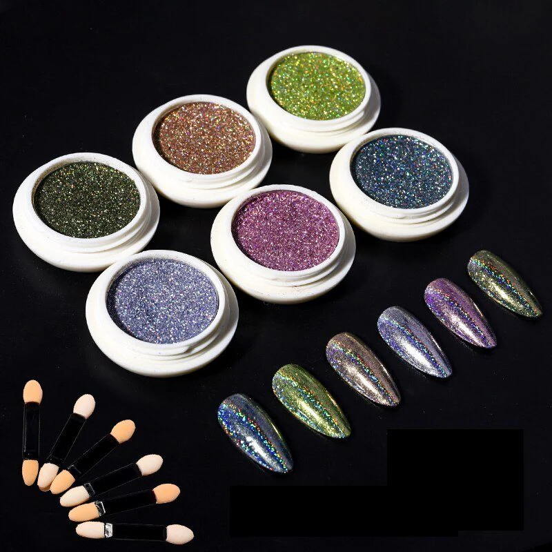 Holographic Glitter Chrome Powder Set 6pcs - Image 4