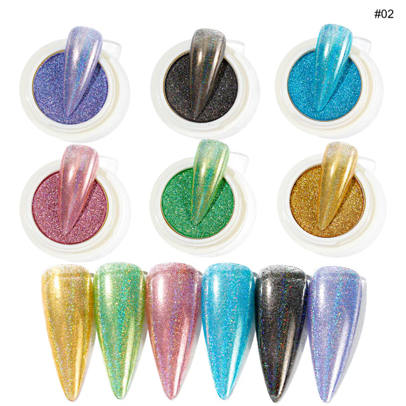 Holographic Glitter Chrome Powder Set 6pcs - Image 6