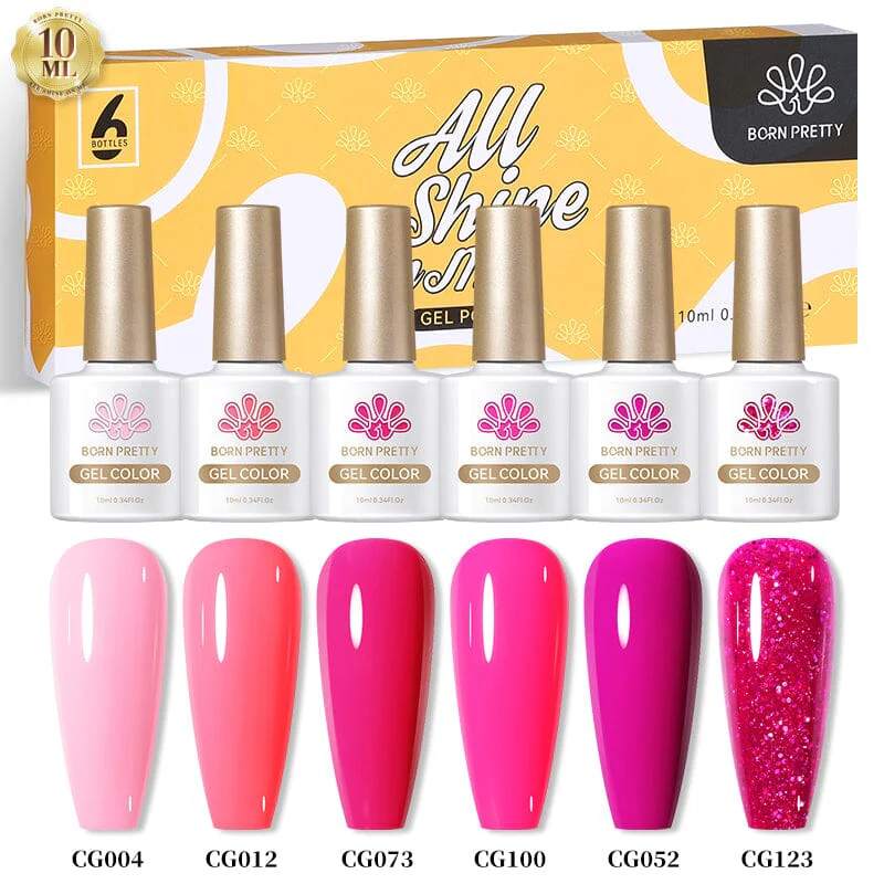 Hot Pink - Gel Polish 6 Colour Set 10ml - Image 2
