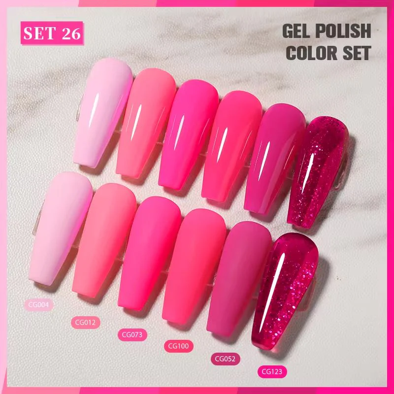Hot Pink - Gel Polish 6 Colour Set 10ml - Image 3