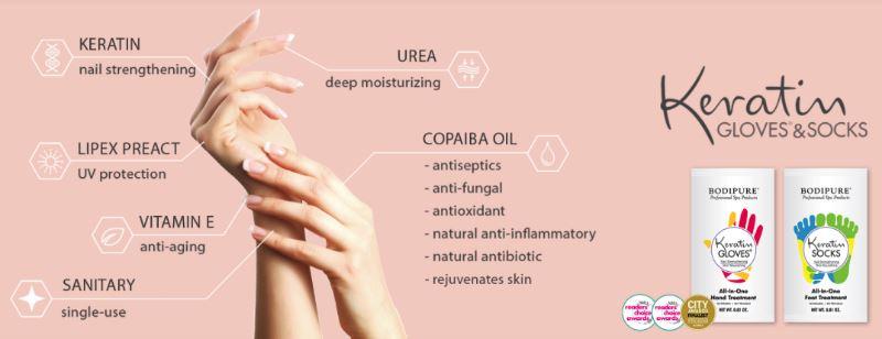 Keratin Gloves Natural Moisturising Hands Treatment - Bodipure white sachet - Image 6