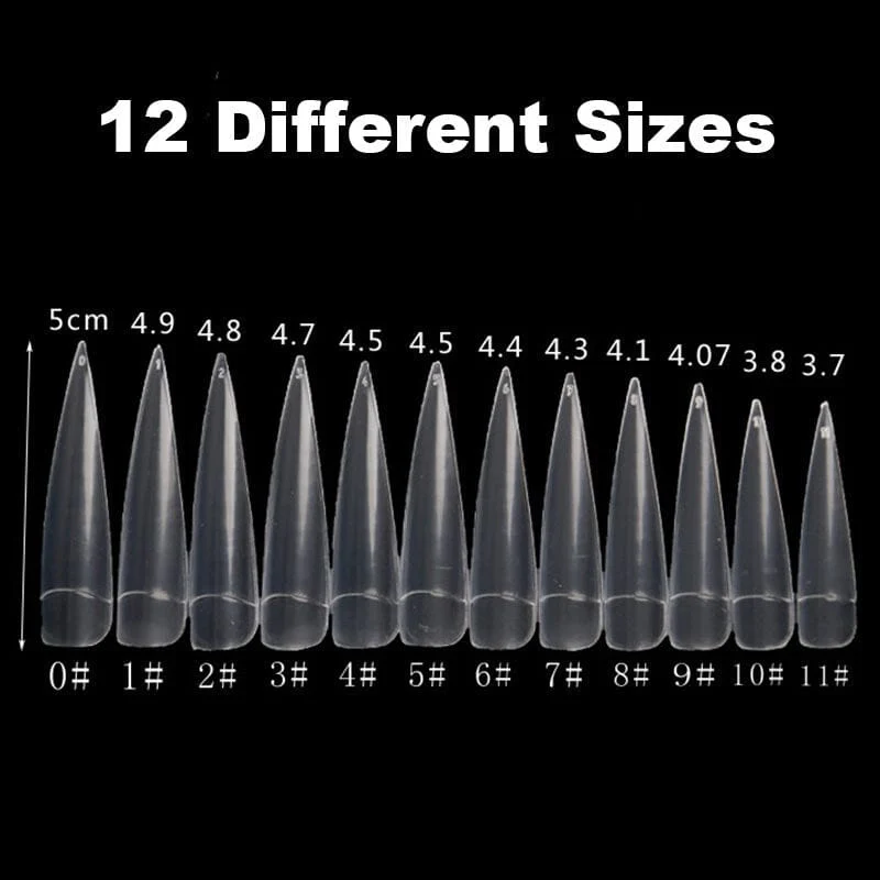 Long Plus Stiletto Nail Tips 12pcs Bag - Image 3