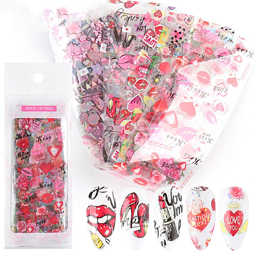Love and Heart Nail Foil 10pcs