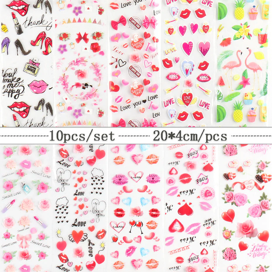 Love and Heart Nail Foil 10pcs - Image 3