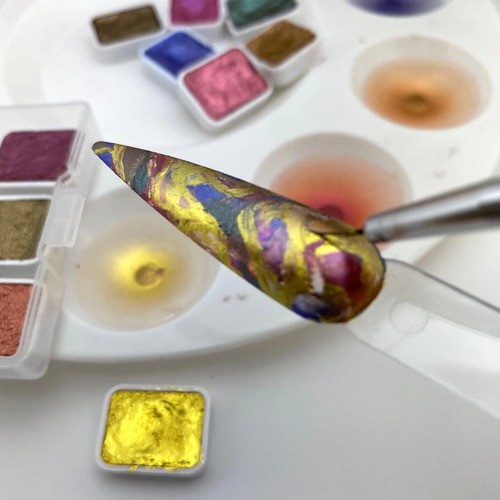 Metallic Marble Paint - Nail Art Watercolour Paint 12pcs - Image 6