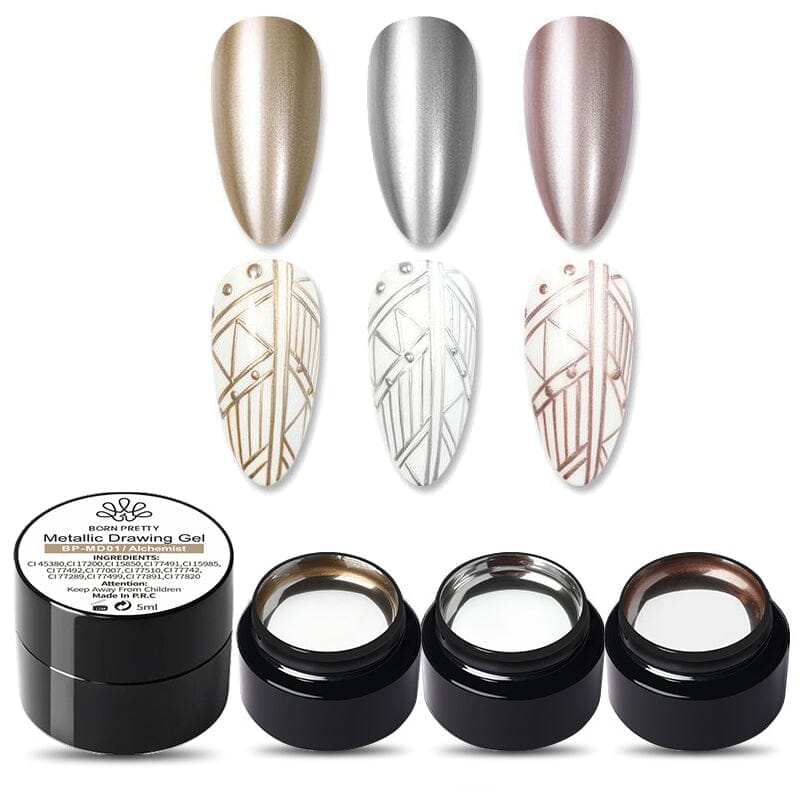 Metallic Silver & Gold Mirror Chrome Gels - Image 3