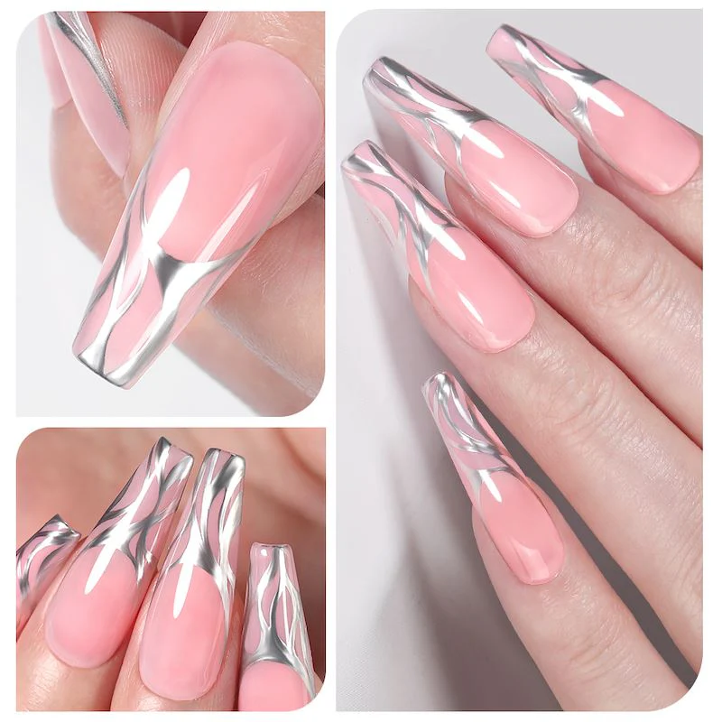 Metallic Silver & Gold Mirror Chrome Gels - Image 6