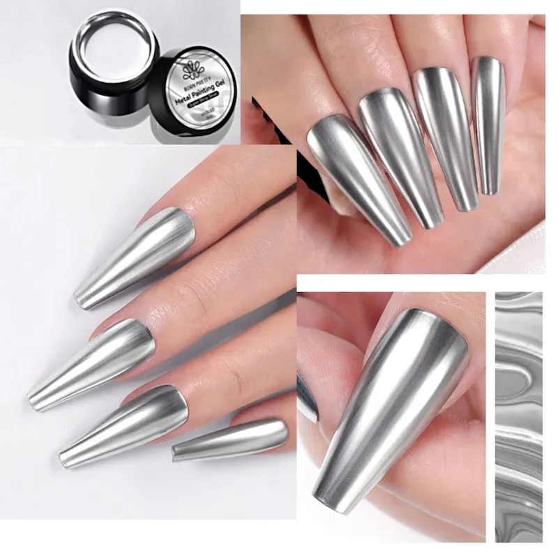 Metallic Silver & Gold Mirror Chrome Gels - Image 8