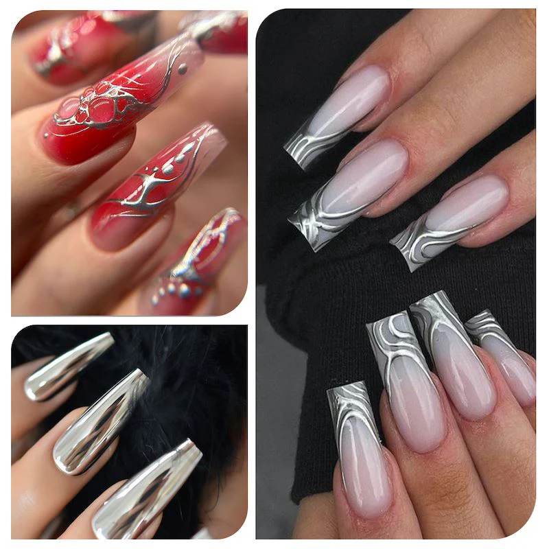 Metallic Silver & Gold Mirror Chrome Gels - Image 9