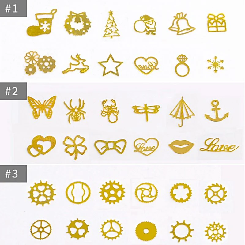 Mix 3D Nail Art Ultra Thin Gold Metal Slices - Image 3