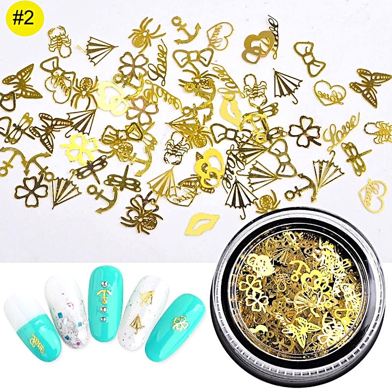 Mix 3D Nail Art Ultra Thin Gold Metal Slices - Image 6