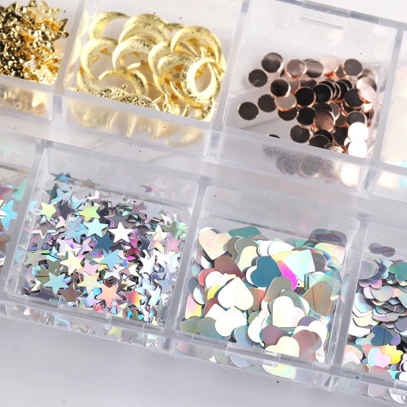 Mix Glitter Flakes Sequins Nail Art Decoration Tray - Image 4