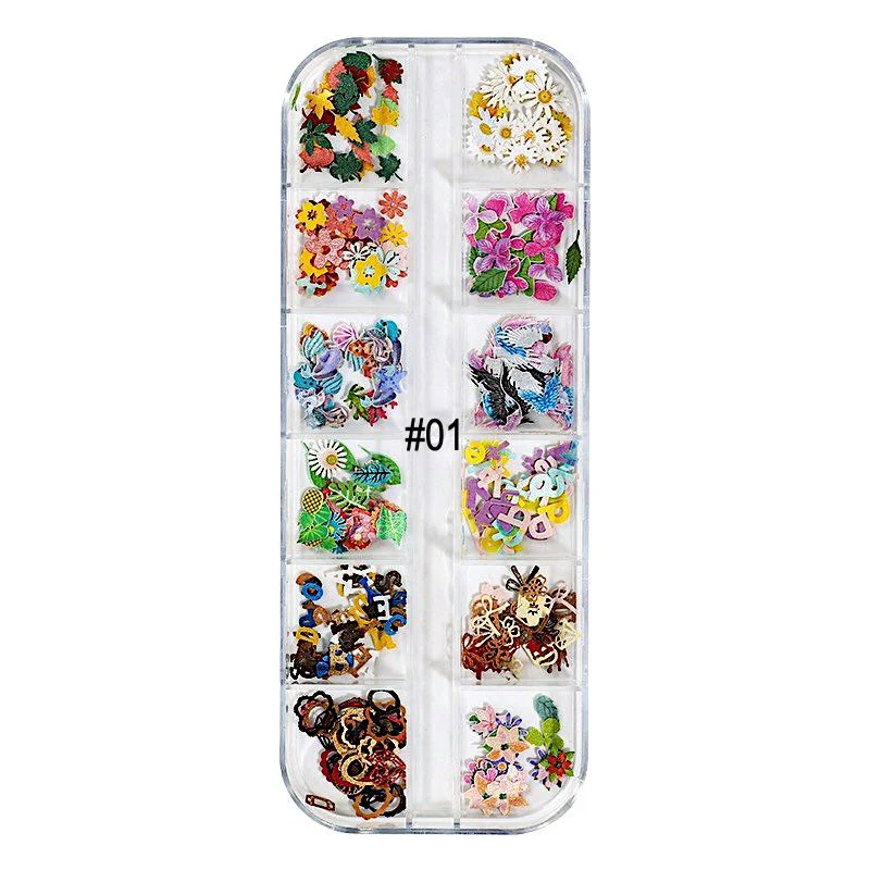 Mix Nail Art Decoration Flowers, Leaves and Butterflies Trays - Image 3