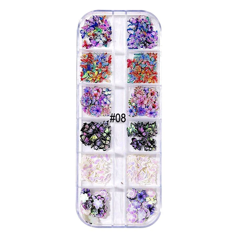 Mix Nail Art Decoration Flowers, Leaves and Butterflies Trays - Image 9