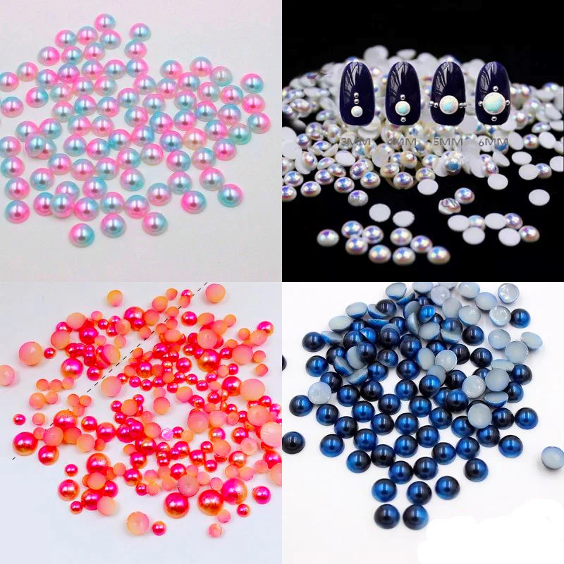 Mixed Colour Half Pearls Nail Art Decoration Wheel ZJPGB-23 - Image 2