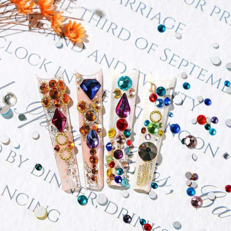 Mixed Colour & Shape Nail Art Rhinestones Pack - Image 3