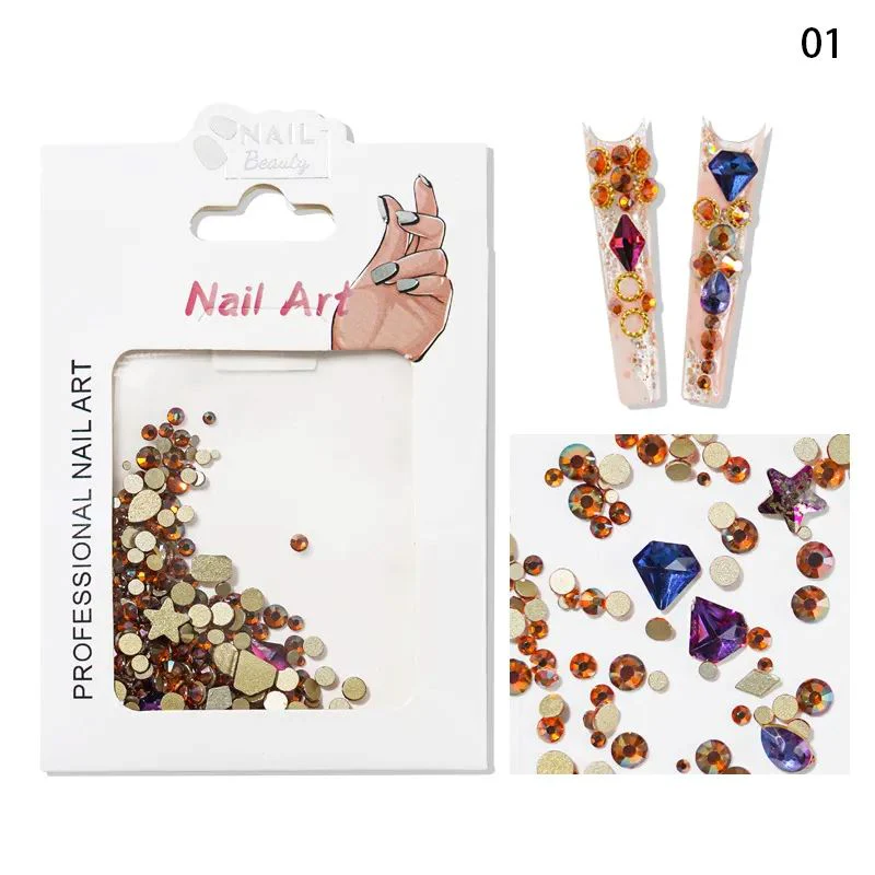 Mixed Colour & Shape Nail Art Rhinestones Pack - Image 4