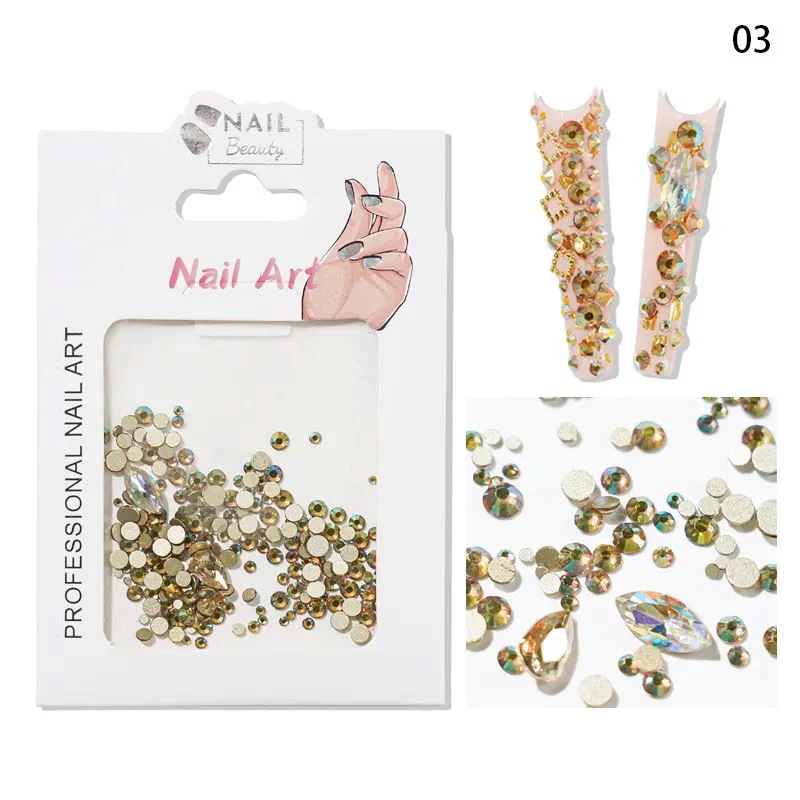 Mixed Colour & Shape Nail Art Rhinestones Pack - Image 6