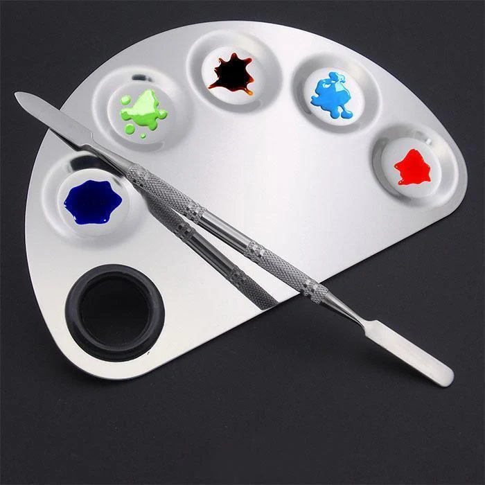 Mixing Palette Stainless Steel For Nail Art Colours + Mixing Tool - Image 2
