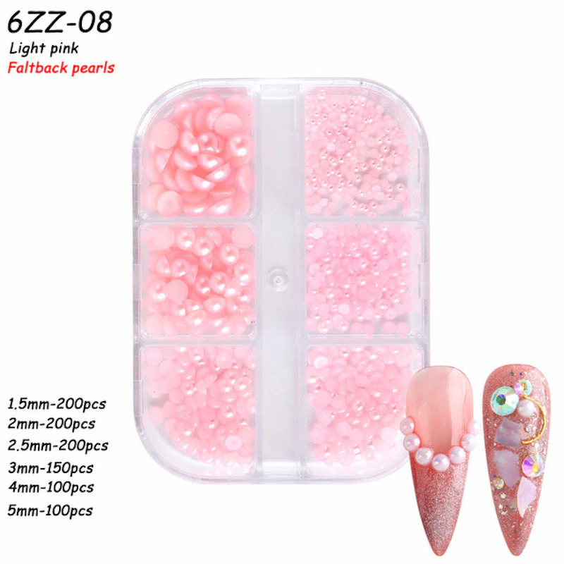 Mixed Size Pearls Nail Art Decoration (6-Grid Tray) - Image 6