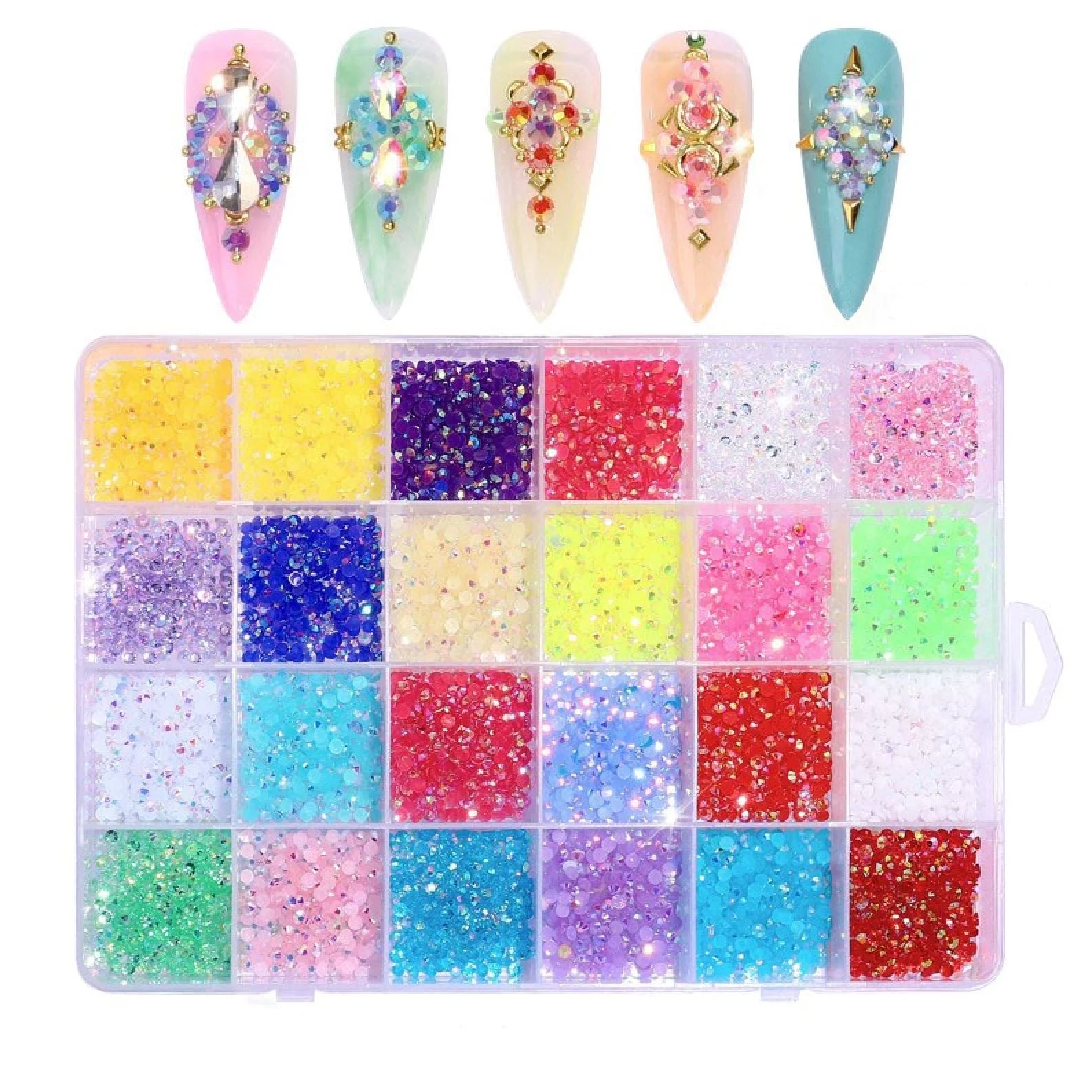 Multicolour Round Nail Rhinestones Box - Image 5