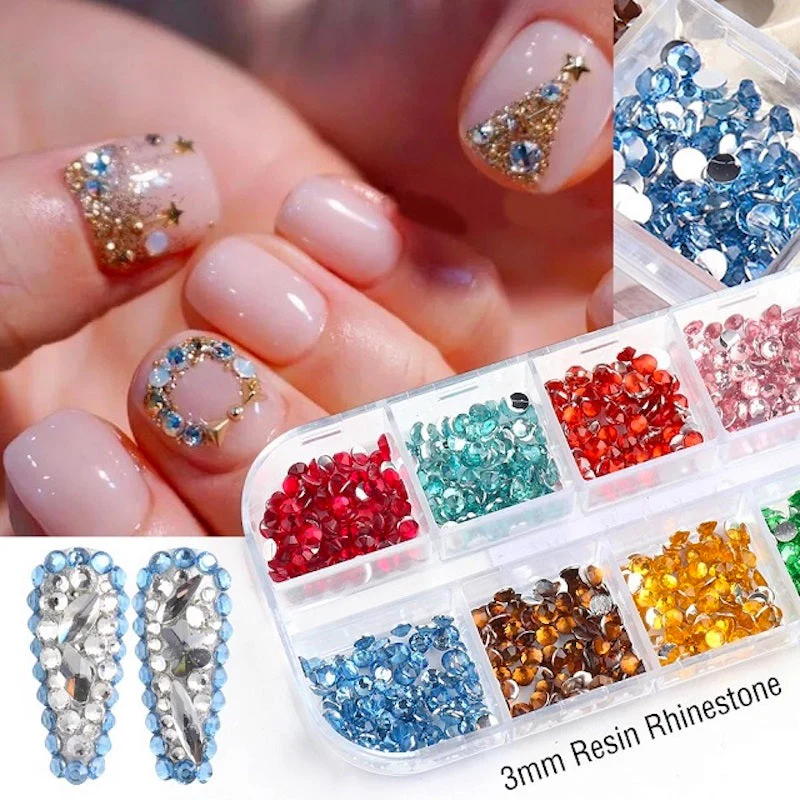 Multicolour Round Nail Rhinestones Trays - Image 3