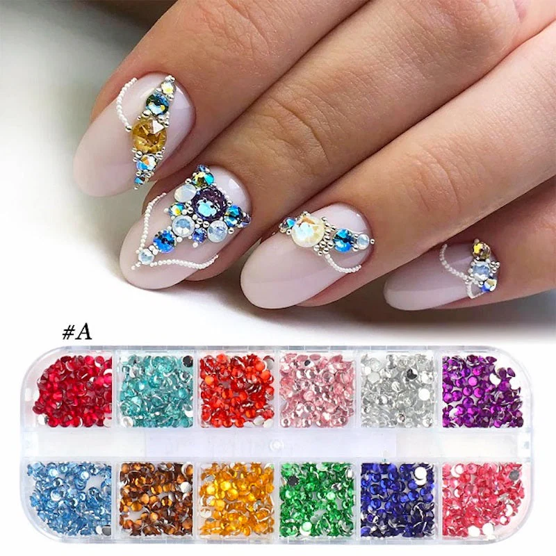 Multicolour Round Nail Rhinestones Trays - Image 7