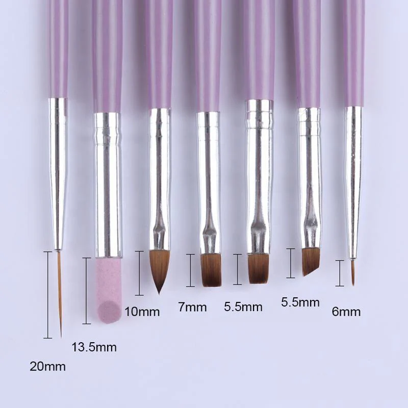 Nail Art Brush Set 7pcs - Lavender - Image 2