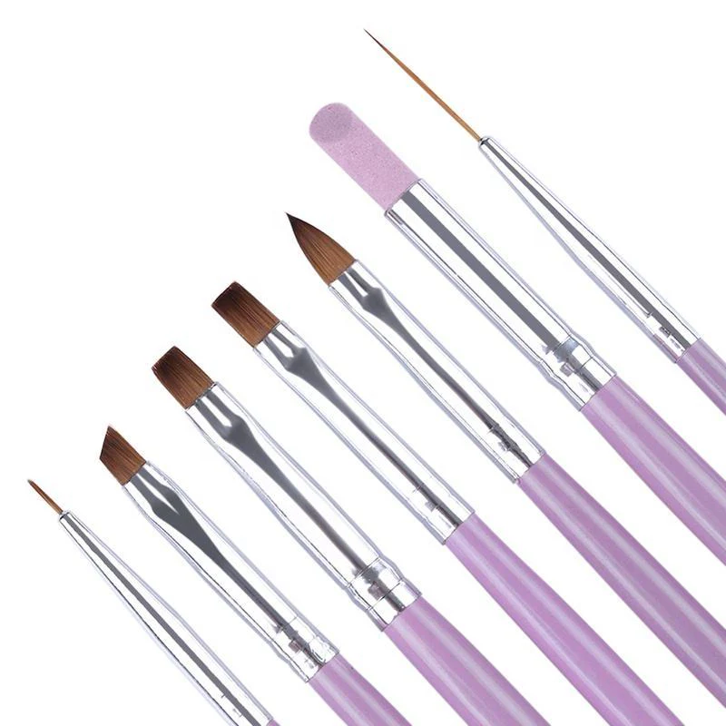 Nail Art Brush Set 7pcs - Lavender - Image 3