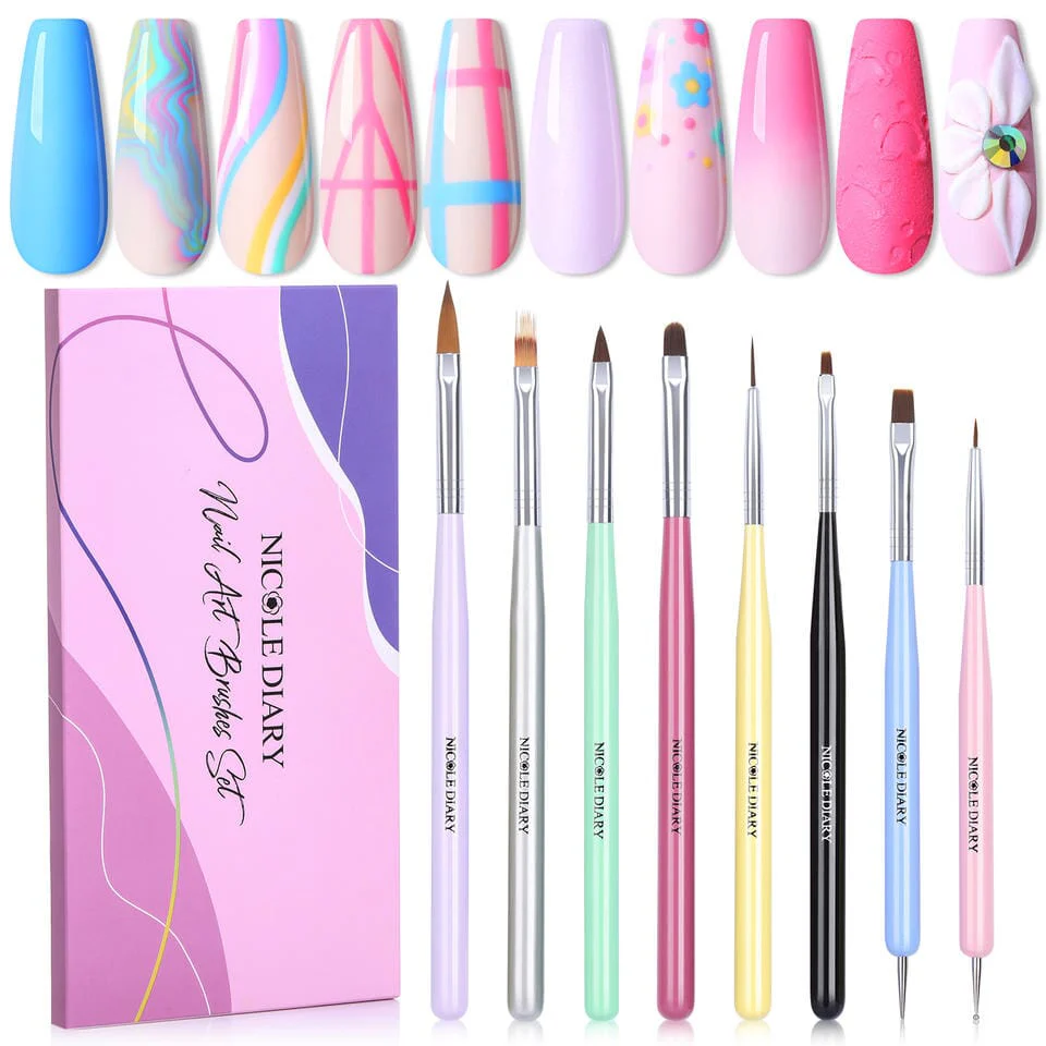 Nail Art Brush Set 8pcs - Image 2
