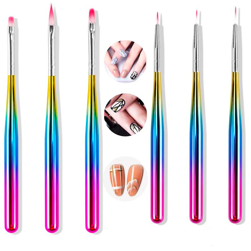 Nail Art Design Brushes - Rainbow Set 3pcs - Image 6