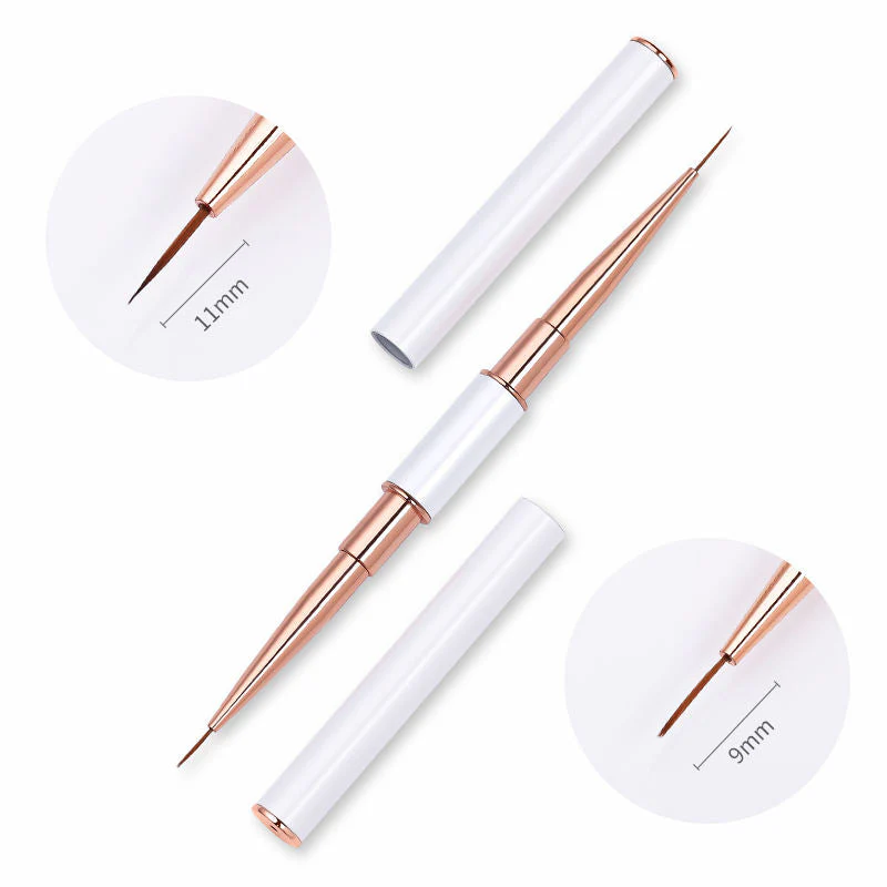 Nail Art Liner Brush White and Rose Gold with Double Head - Image 3