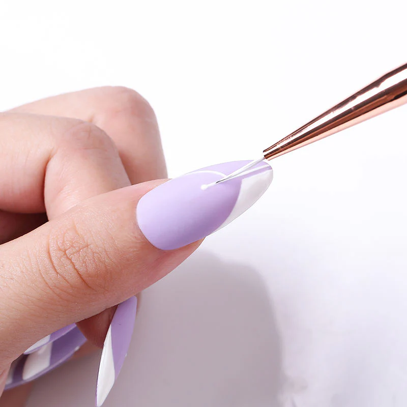 Nail Art Liner Brush White and Rose Gold with Double Head - Image 5