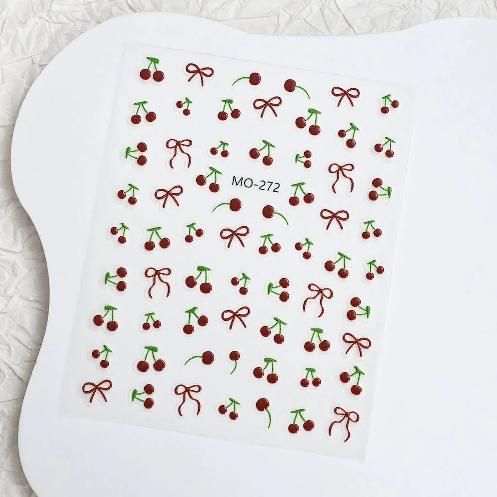 Nail Art Sticker - Cherry & Bow
