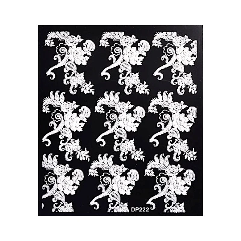 White Flowers Lace Nail Art Stickers - Image 24