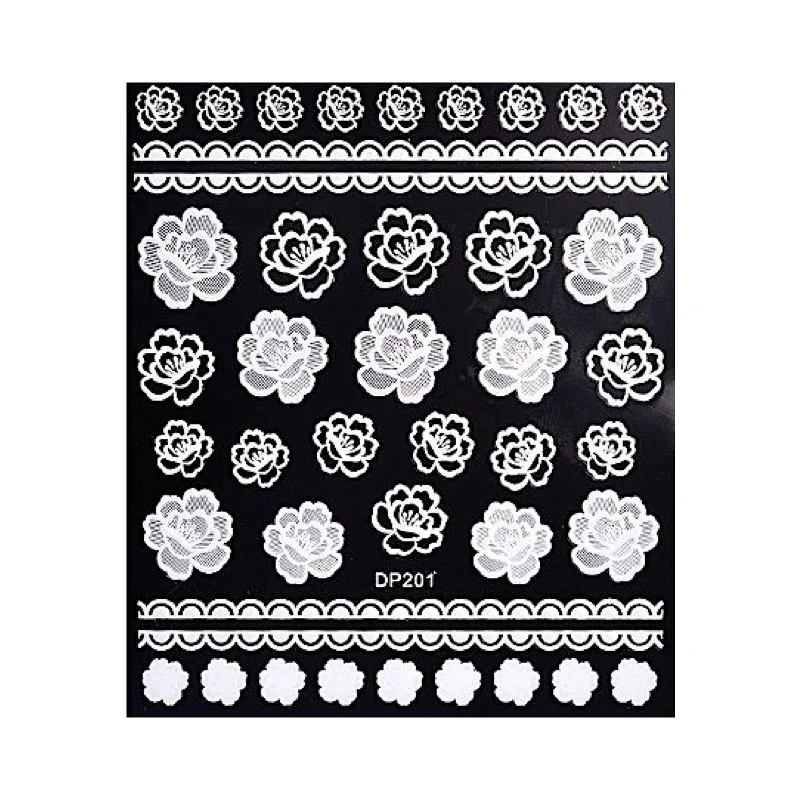 White Flowers Lace Nail Art Stickers - Image 3