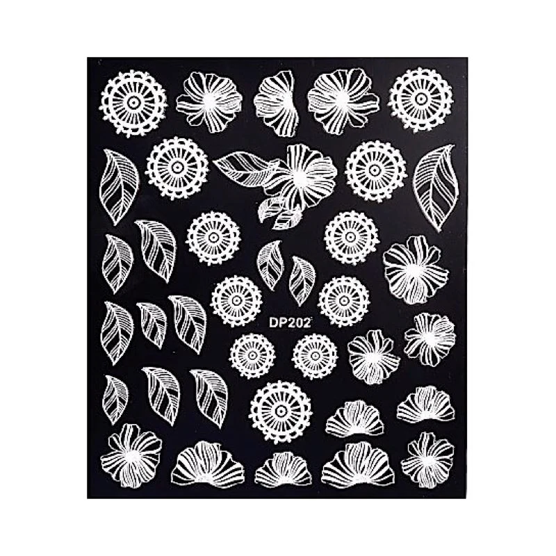 White Flowers Lace Nail Art Stickers - Image 4