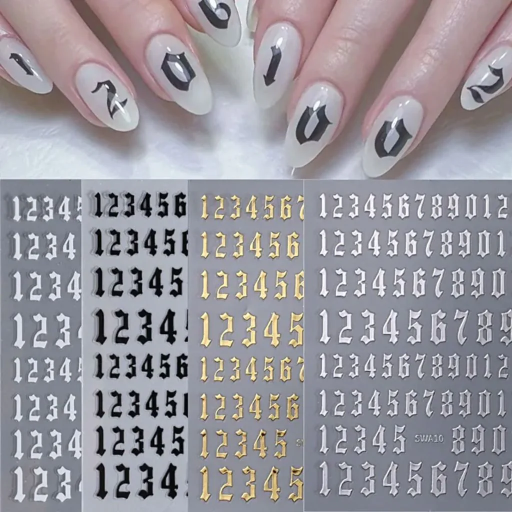 Nail Art Sticker - Numbers (Old English)