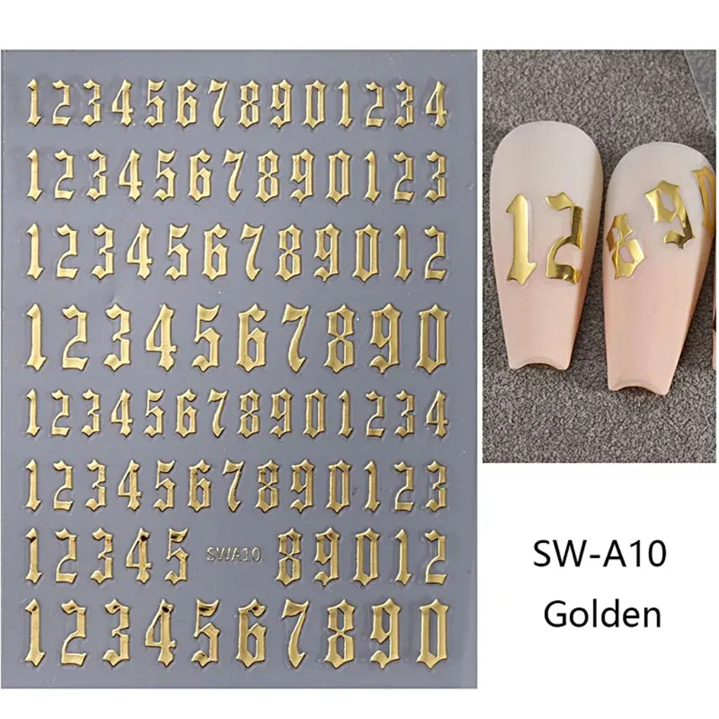 Nail Art Sticker - Numbers (Old English) - Image 2