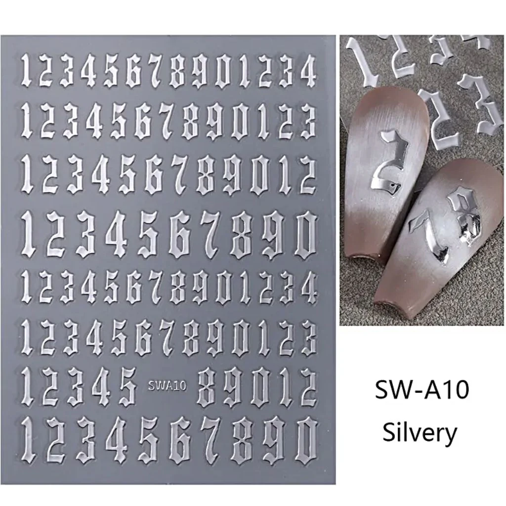 Nail Art Sticker - Numbers (Old English) - Image 3