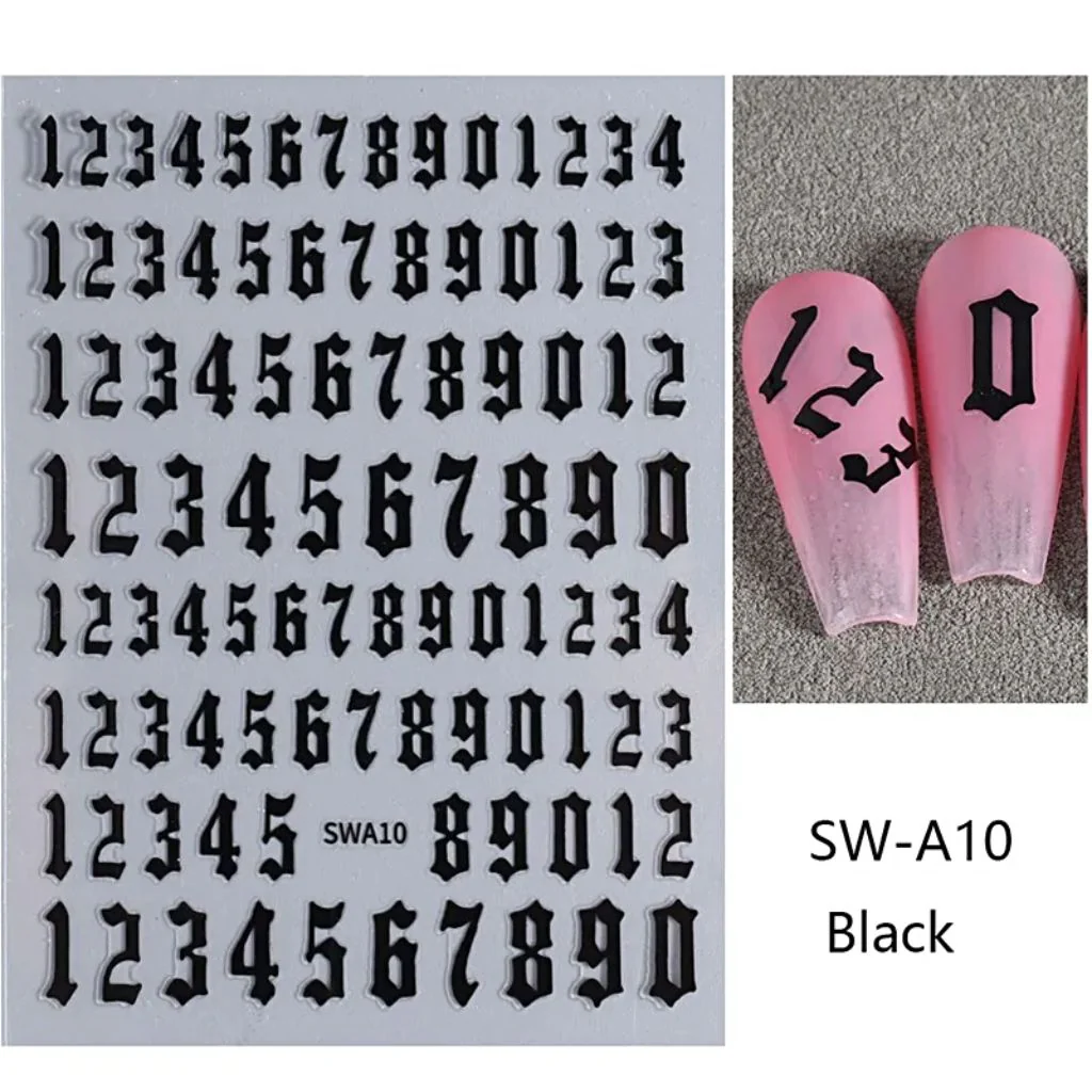 Nail Art Sticker - Numbers (Old English) - Image 4