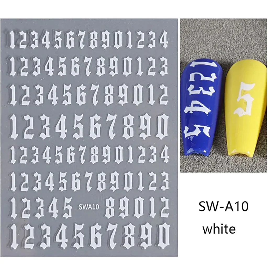 Nail Art Sticker - Numbers (Old English) - Image 5